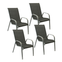 Lot de 4 chaises MARBELLA en textilène gris - aluminium gris