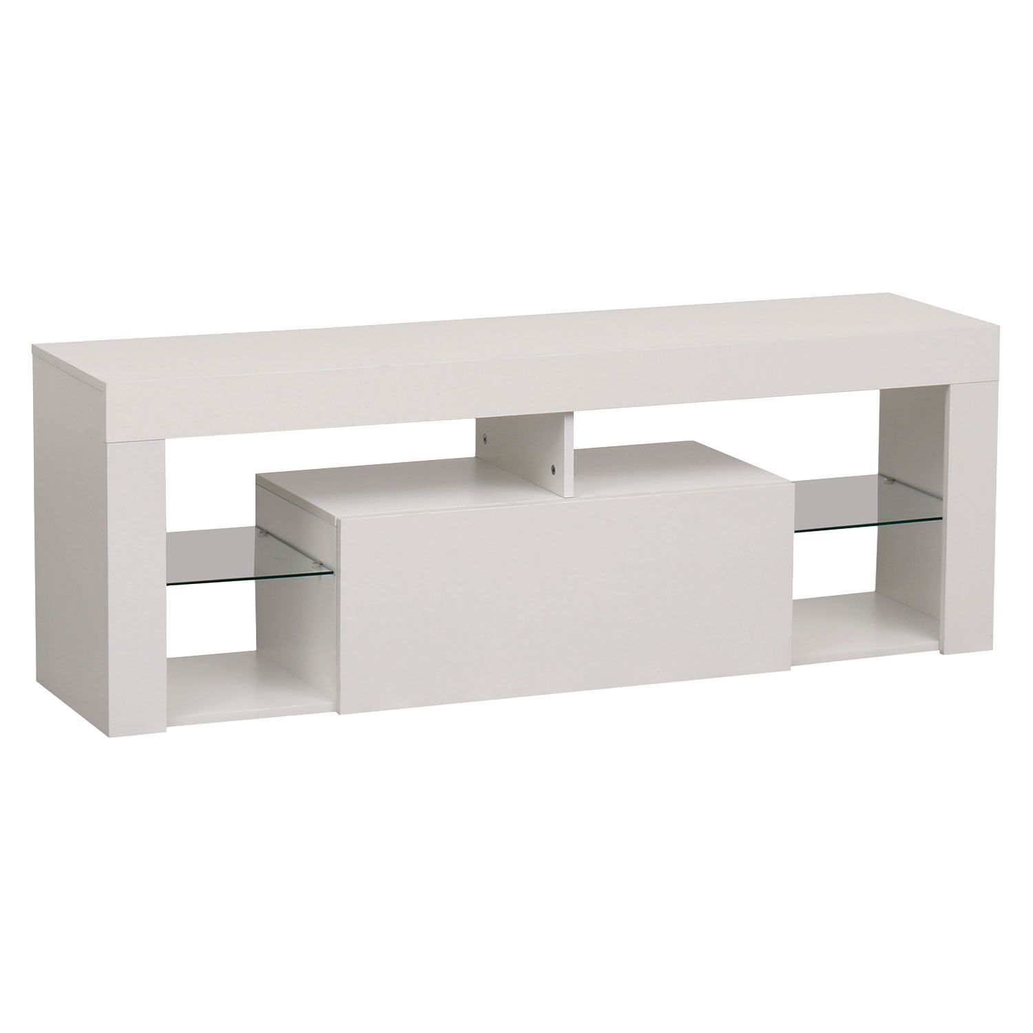 Meuble TV 140cm blanc à LED DARYL