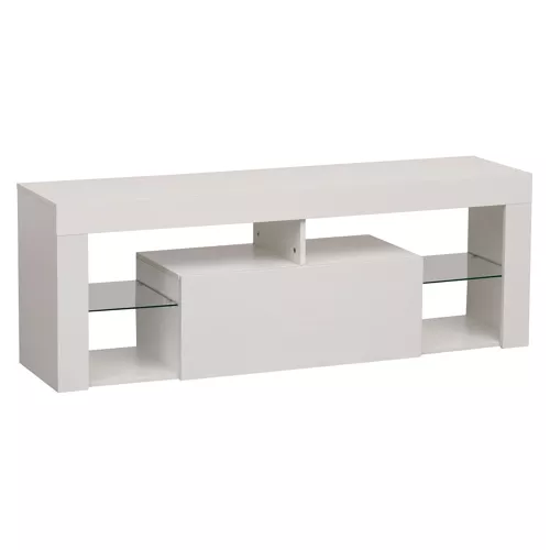 Meuble TV 140cm blanc à LED...