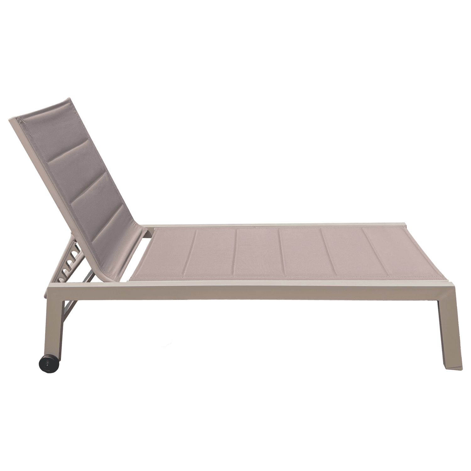 Lot de 2 bains de soleil en textilène taupe - aluminium taupe