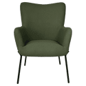 Fauteuil en tissu boucle vert kaki avec repose-pieds EIRA