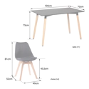 PIA rechthoekige tafel 120cm en 4 NORA stoelen wit