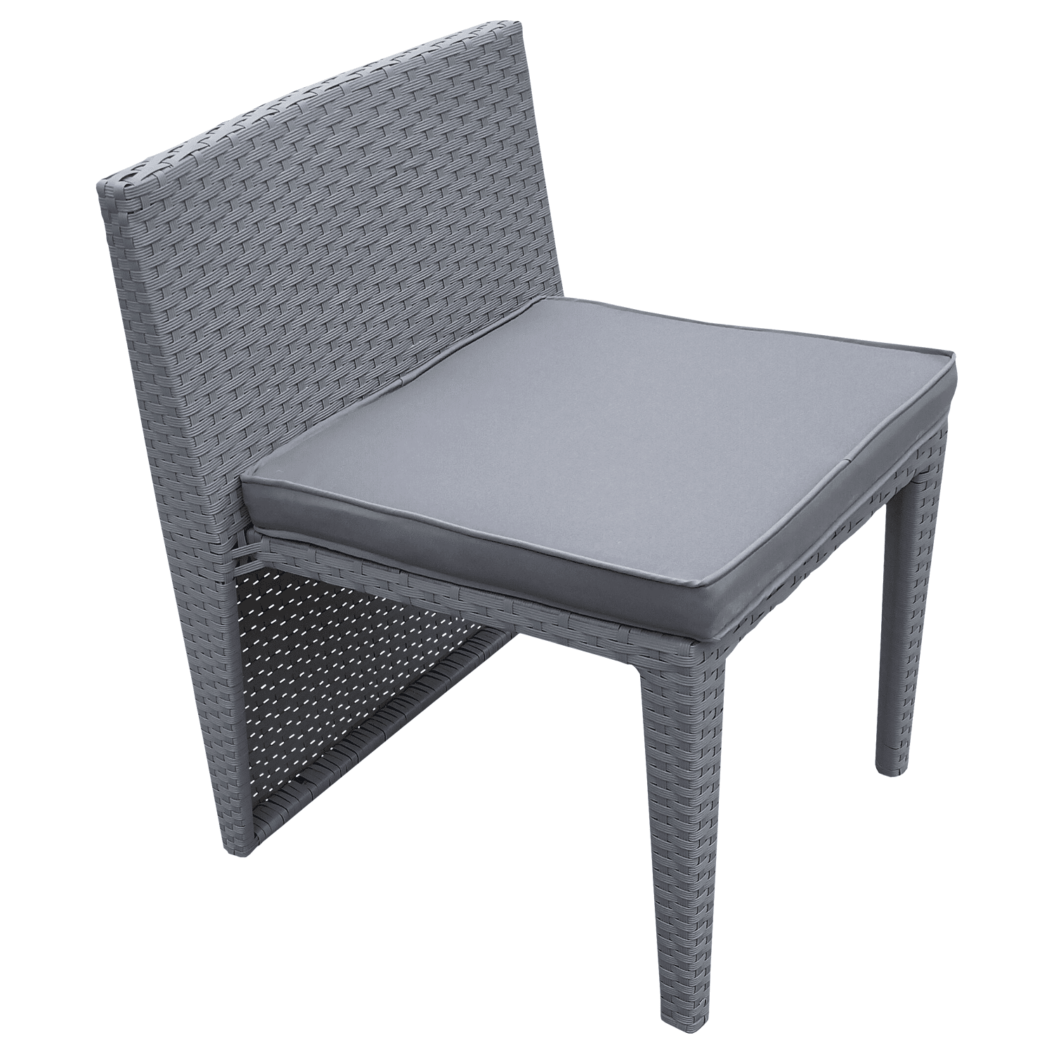 Salon de jardin encastrable SANTORIN en résine tressée grise 2 places - coussins gris