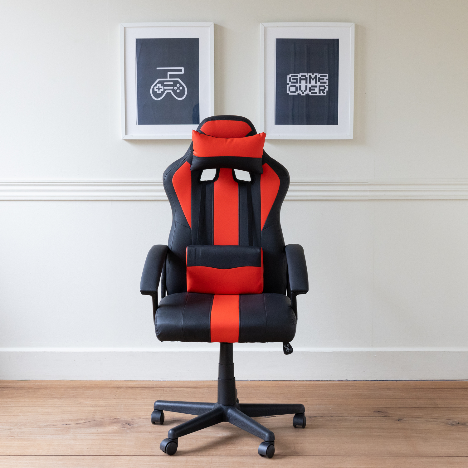 Silla gaming de oficina color negro y rojo CRASH
