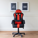 Silla gaming de oficina color negro y rojo CRASH
