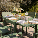 VENEZIA uitschuifbare tuinset 90/180 in saliegroen textilene 8-zits - saliegroen aluminium