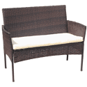 Salon de jardin CORFOU en résine tressée marron 4 places - coussins beige