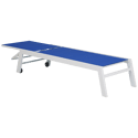 Set 2 bains de soleil et table d'appoint BARBADOS en textilène bleu - aluminium blanc