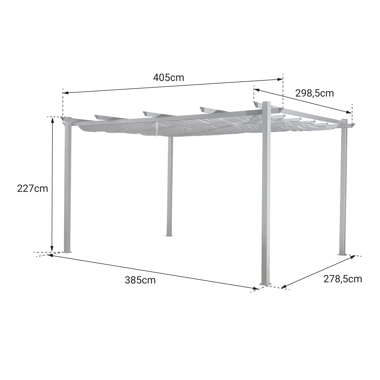 Vrijstaande pergola 3 × 4m CASSIS taupe - aluminium structuur