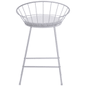 Lot de 2 tabourets de bar 65cm en métal blanc et coussin blanc ALEX