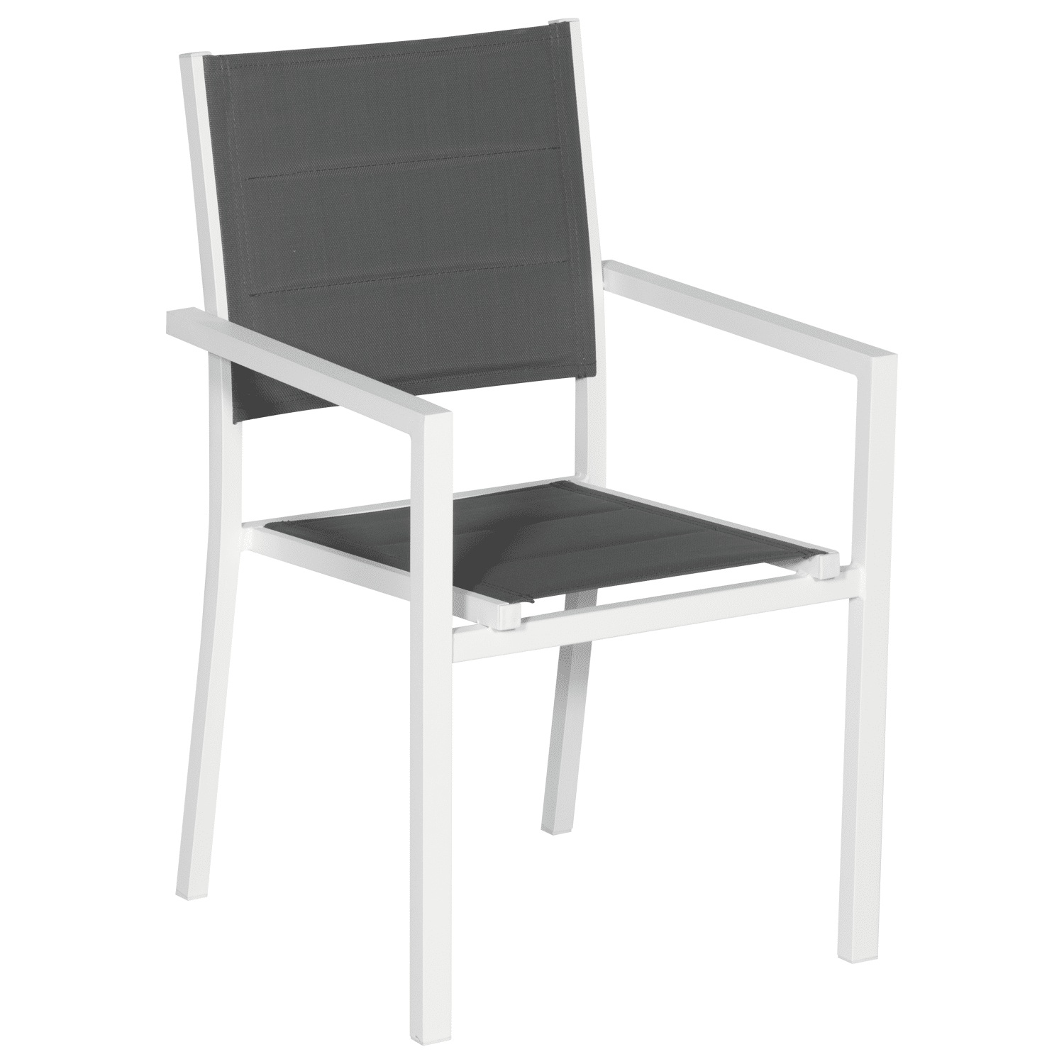 Lot de 8 chaises rembourrées en aluminium blanc - textilène gris