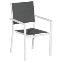 Lot de 8 chaises rembourrées en aluminium blanc - textilène gris