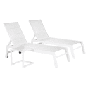 Set van 2 wit BARBADOS ligstoelen en bijzettafel van textilene - wit aluminium