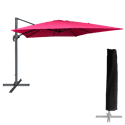 Parasol déporté MOLOKAI carré 3x3m fuchsia + housse