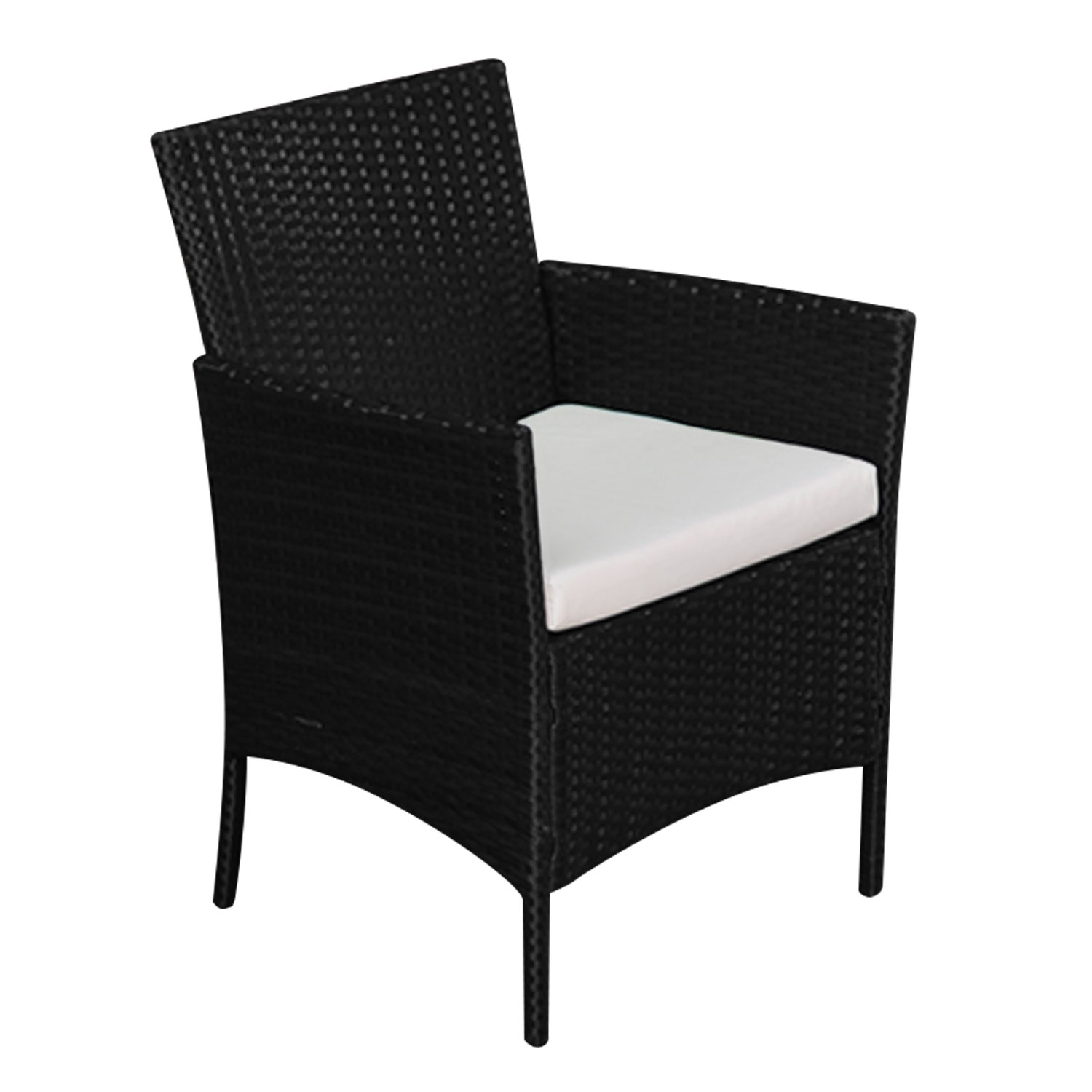 Gartenmöbel CORFOU aus schwarzem Kunstharzgeflecht, 4 Sitzplätze - beige Kissen