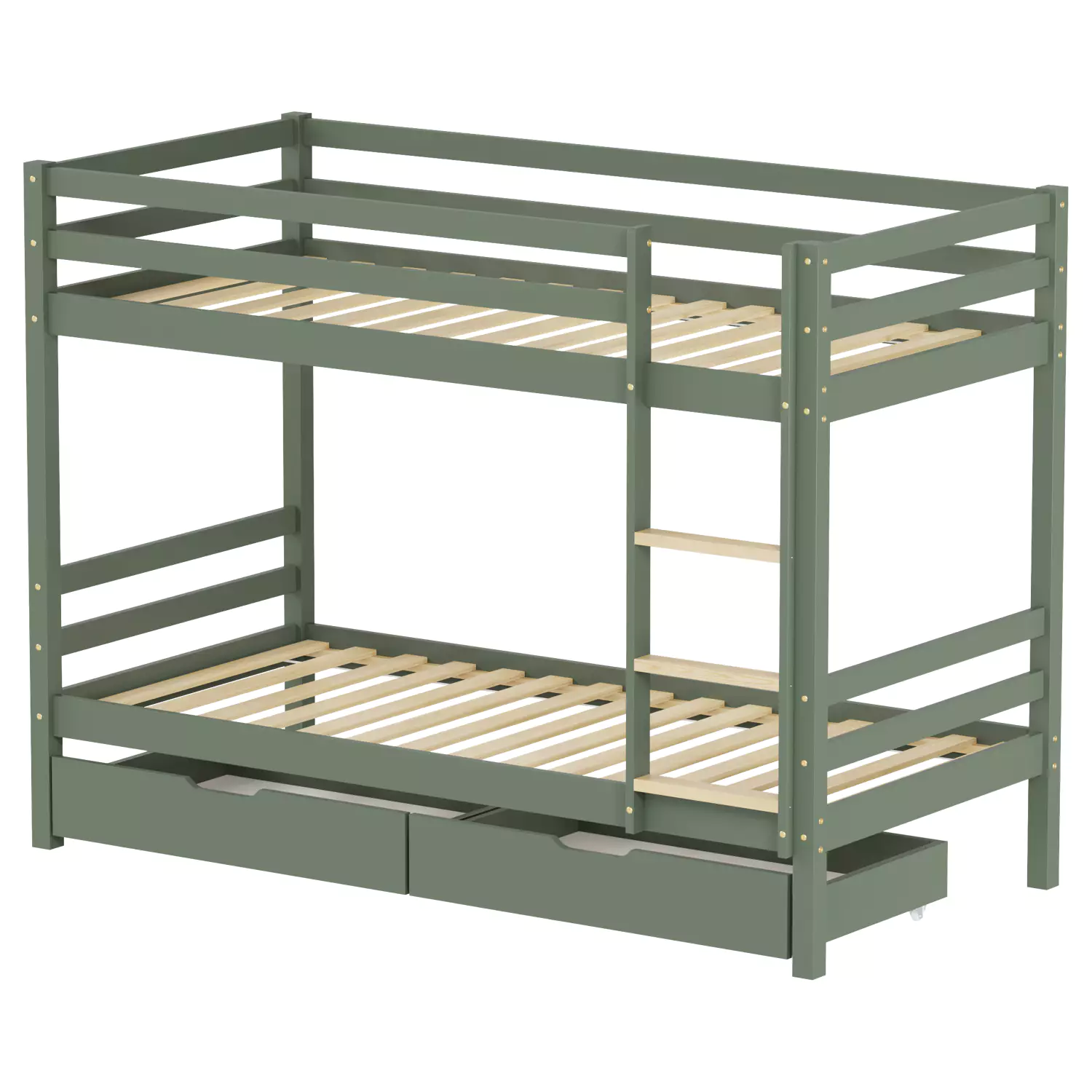 Kinderstapelbed 190x90cm groen met laden AMBER
