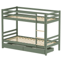 Kinderstapelbed 190x90cm groen met laden AMBER