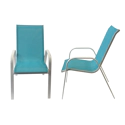 Set van 6 MARBELLA stoelen in blauw textilene - wit aluminium