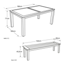 Mobiliário de jardim em teca JAVA - mesa e bancos rectangulares