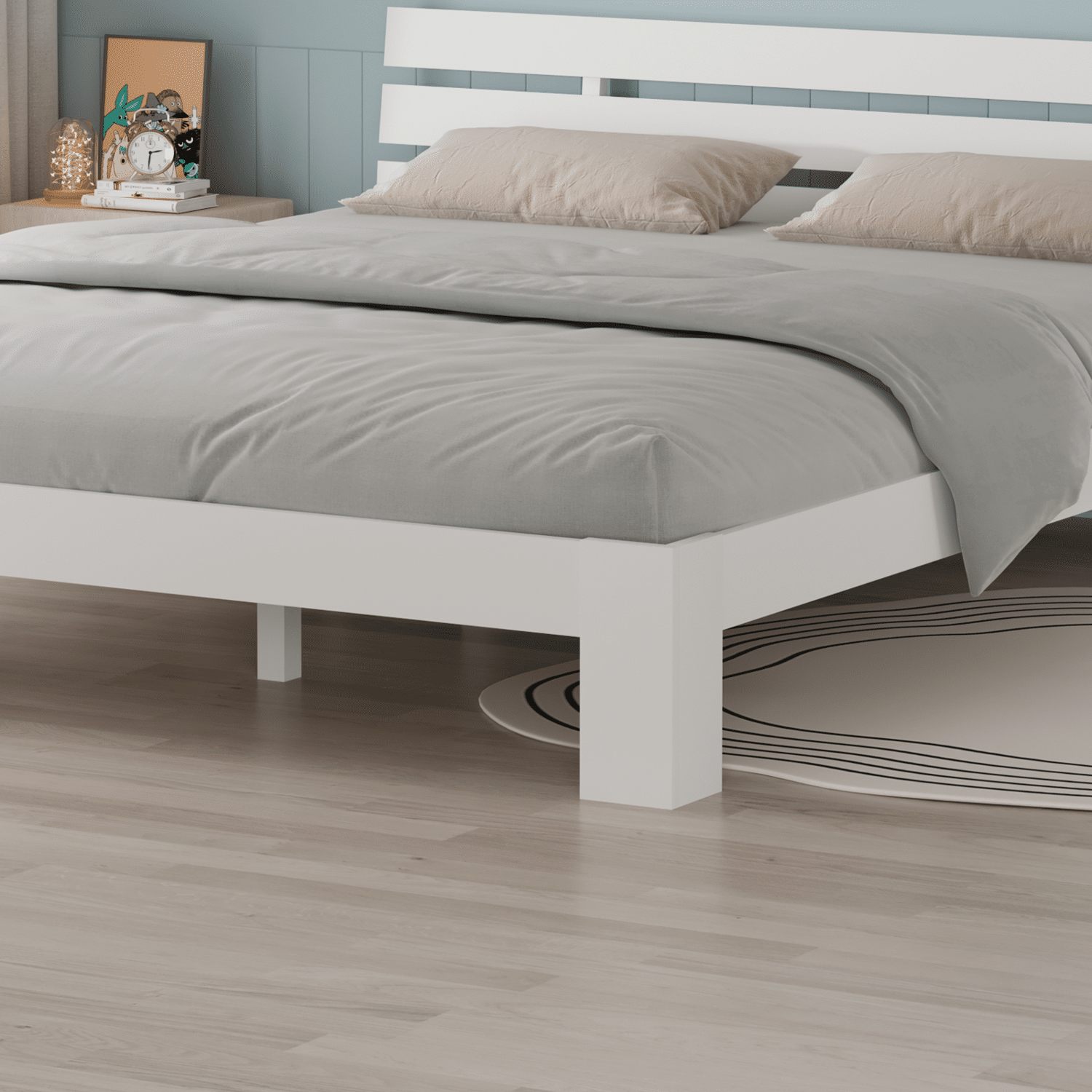 Houten bed met hoofdbord 160x200cm wit FINN