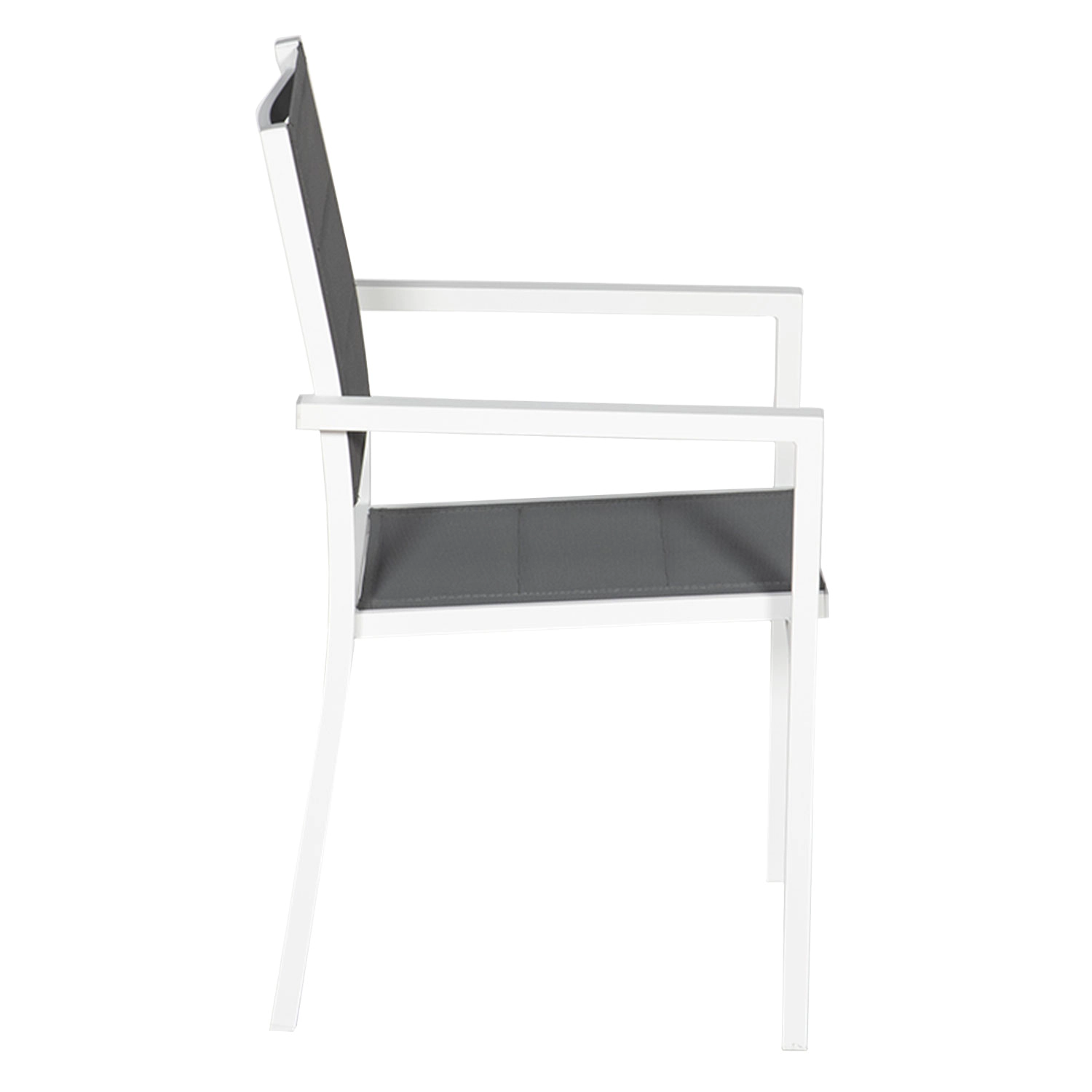 Satz von 10 gepolsterten Stühlen aus weißem Aluminium - graues Textilene