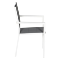 Satz von 8 gepolsterten Stühlen aus weißem Aluminium - graues Textilene