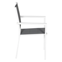 Lot de 10 chaises rembourrées en aluminium blanc - textilène gris