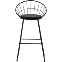 Pack de 2 taburetes de bar de 75cm en metal negro y cojín negro ALEX