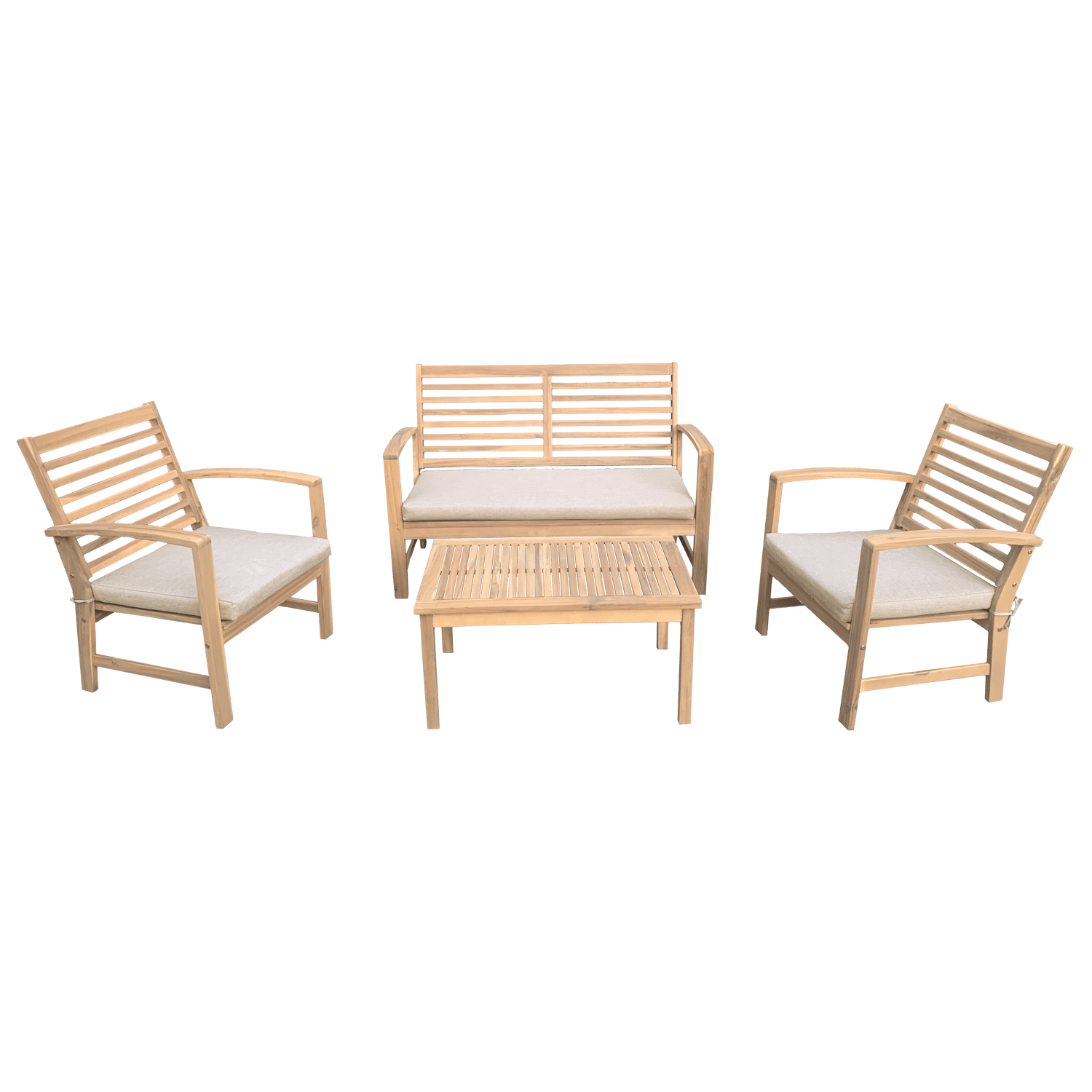 Set di mobili da giardino in acacia GOA 4 posti - cuscini sabbia