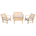 Conjunto de mobiliário de jardim de Acácia GOA 4 lugares - almofadas de areia