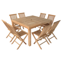 Teakholz-Gartenmöbel JAVA - quadratischer Tisch und Klappstühle - 8 Sitzplätze