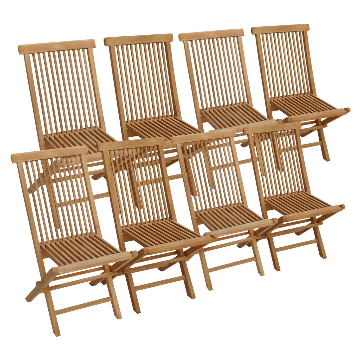 Set van 8 LOMBOK teakhouten tuinstoelen