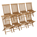 Set van 8 LOMBOK teakhouten tuinstoelen