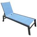 Bain de soleil en textilène bleu gris - aluminium anthracite