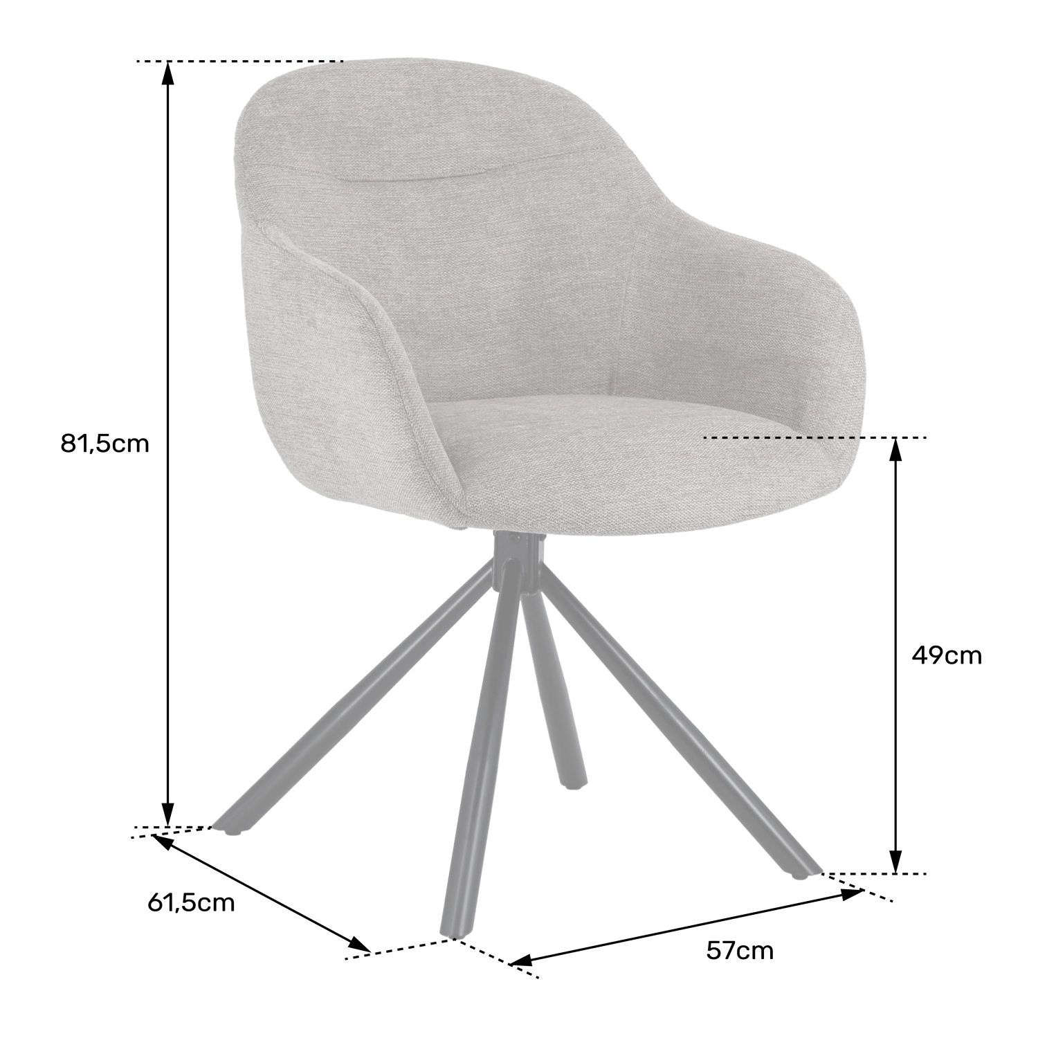 Lot de 2 chaises en tissu gris SAFFI