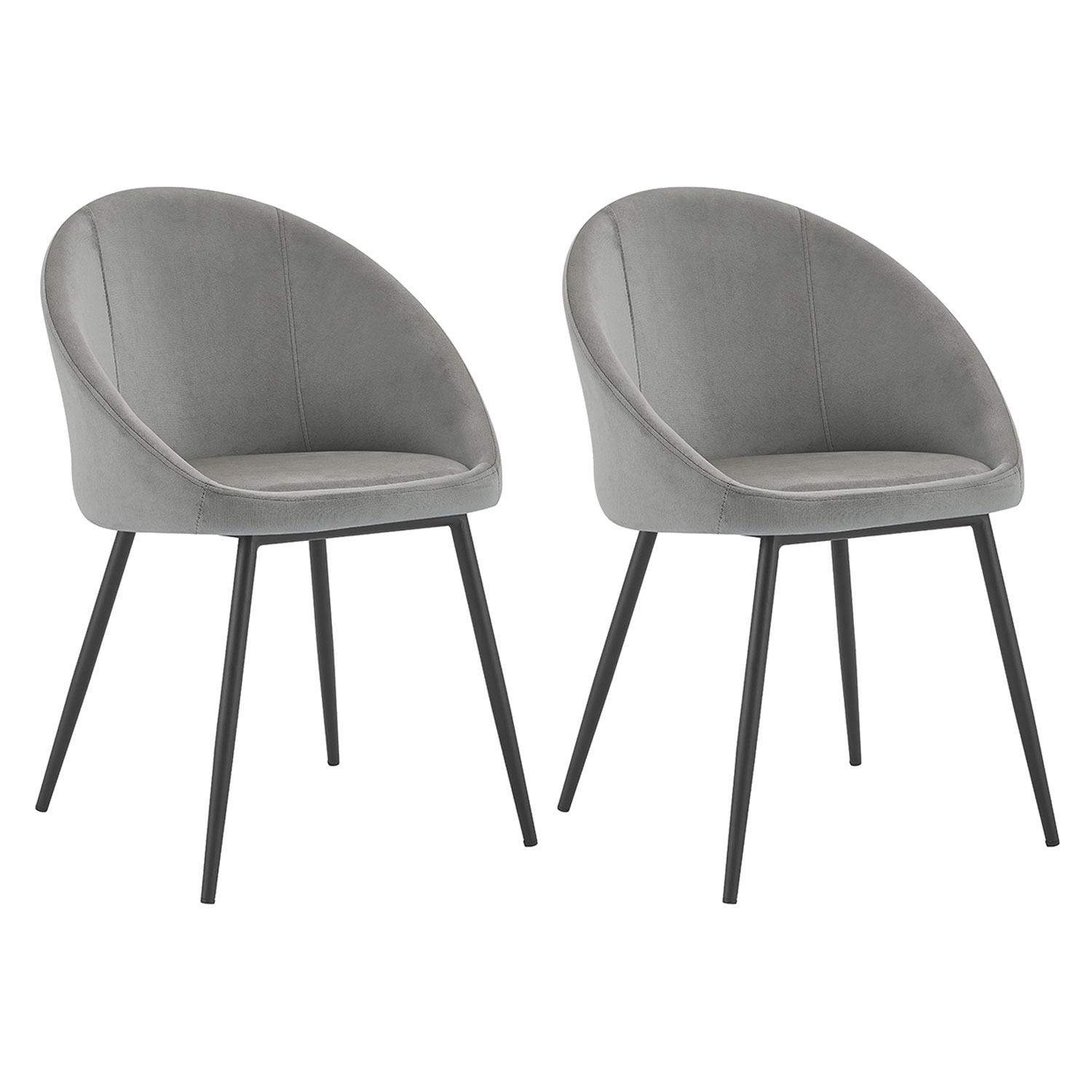 Lot de 2 chaises vintage DIANE velours gris