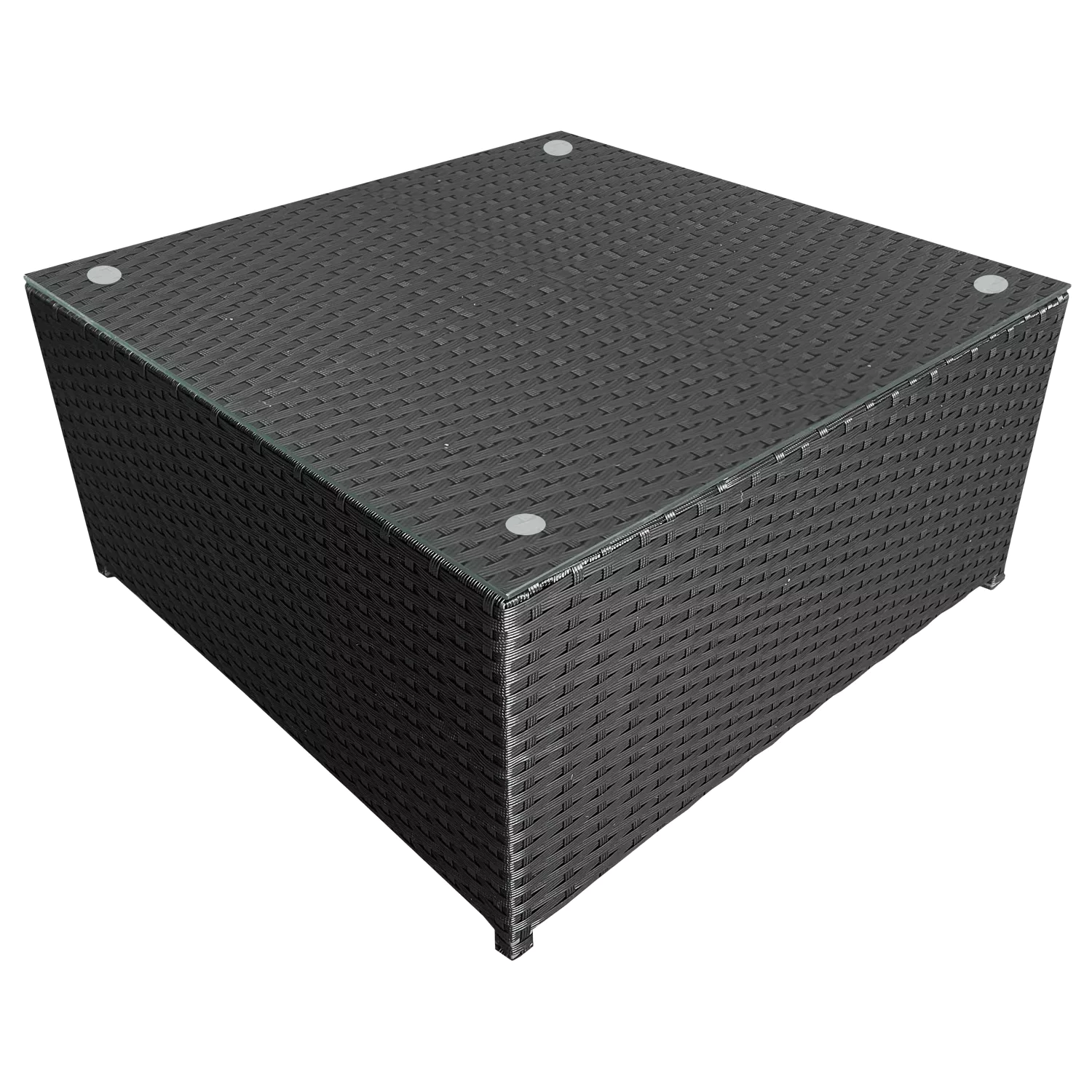 BONIFACIO tuinmeubelset van zwart gevlochten kunststof, 6 zitplaatsen - grijs kussen