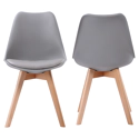 Set van 2 grijze NORA Scandinavische stoelen met kussen