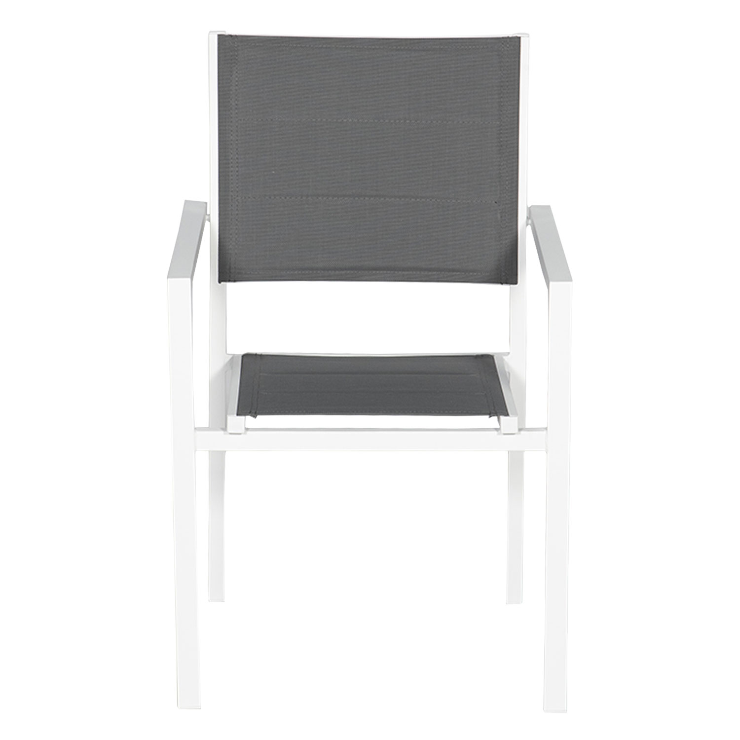 Lot de 10 chaises rembourrées en aluminium blanc - textilène gris