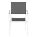 Satz von 6 gepolsterten Stühlen aus weißem Aluminium - graues Textilene