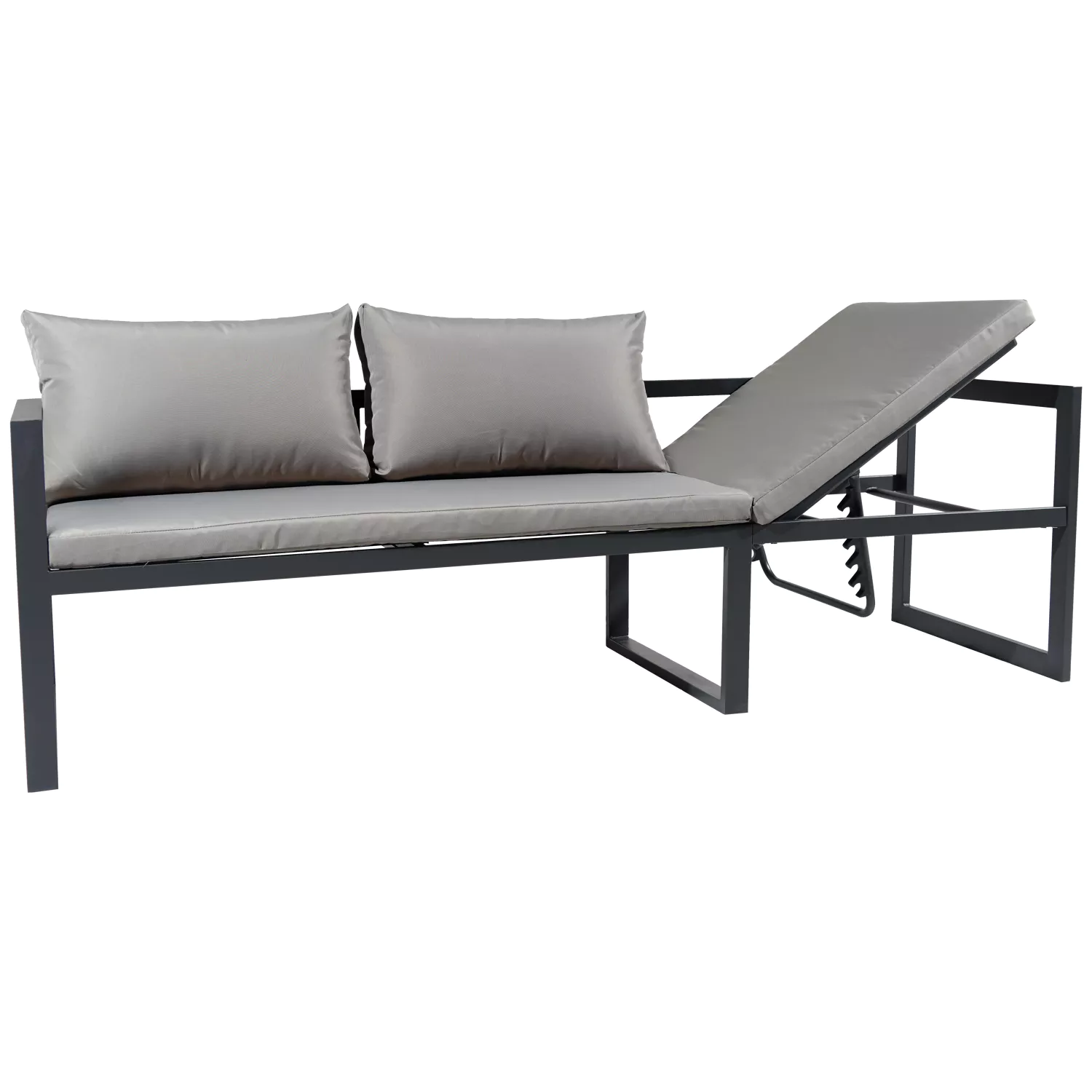 Salon de jardin modulable IBIZA en tissu gris 7 places - aluminium anthracite