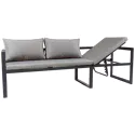 Salon de jardin modulable IBIZA en tissu gris 7 places - aluminium anthracite