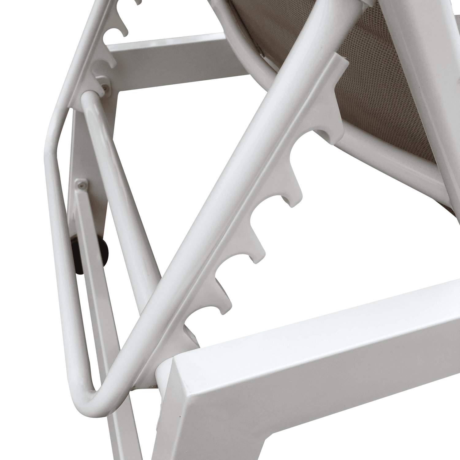Lot de 2 bains de soleil en textilène taupe - aluminium blanc
