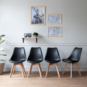 Set di 4 sedie scandinave nere NORA con cuscino
