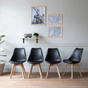 Set van 4 zwarte NORA Scandinavische stoelen met kussen