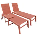 Set 2 bains de soleil et table d'appoint en textilène terracotta - aluminium terracotta