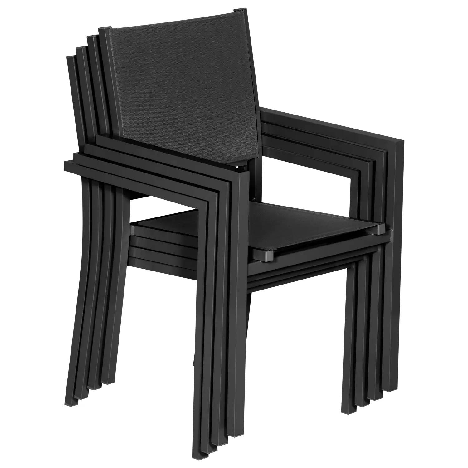 Salon de jardin extensible en textilène gris 8 places - aluminium anthracite
