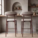 Set van 2 barkrukken in taupe gemêleerd en metaal met donker houteffect - Happy Garden