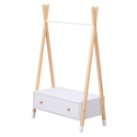 Houten en witte kinderkledingkast met lade LOU