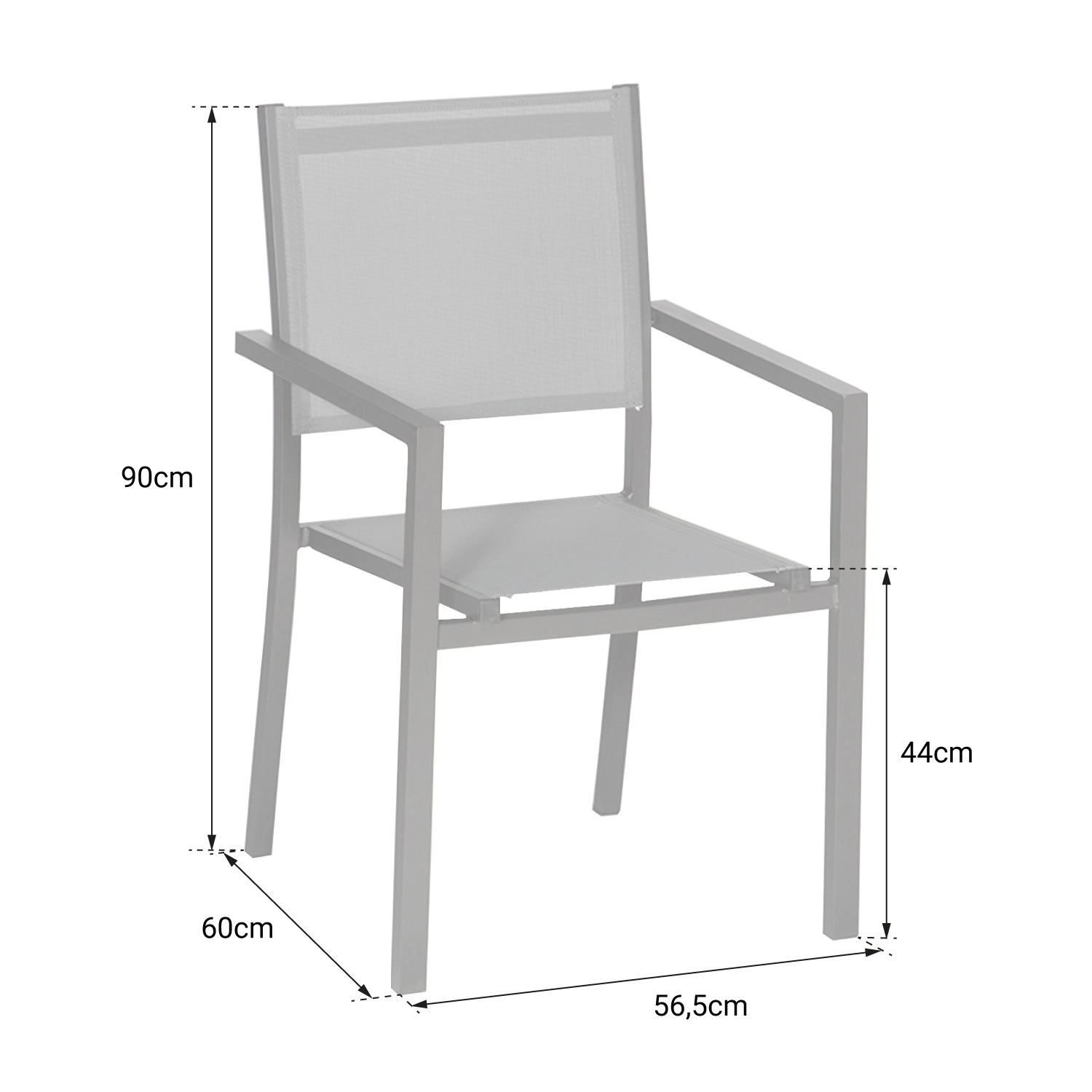 Set di 8 sedie in alluminio tortora - textilene tortora